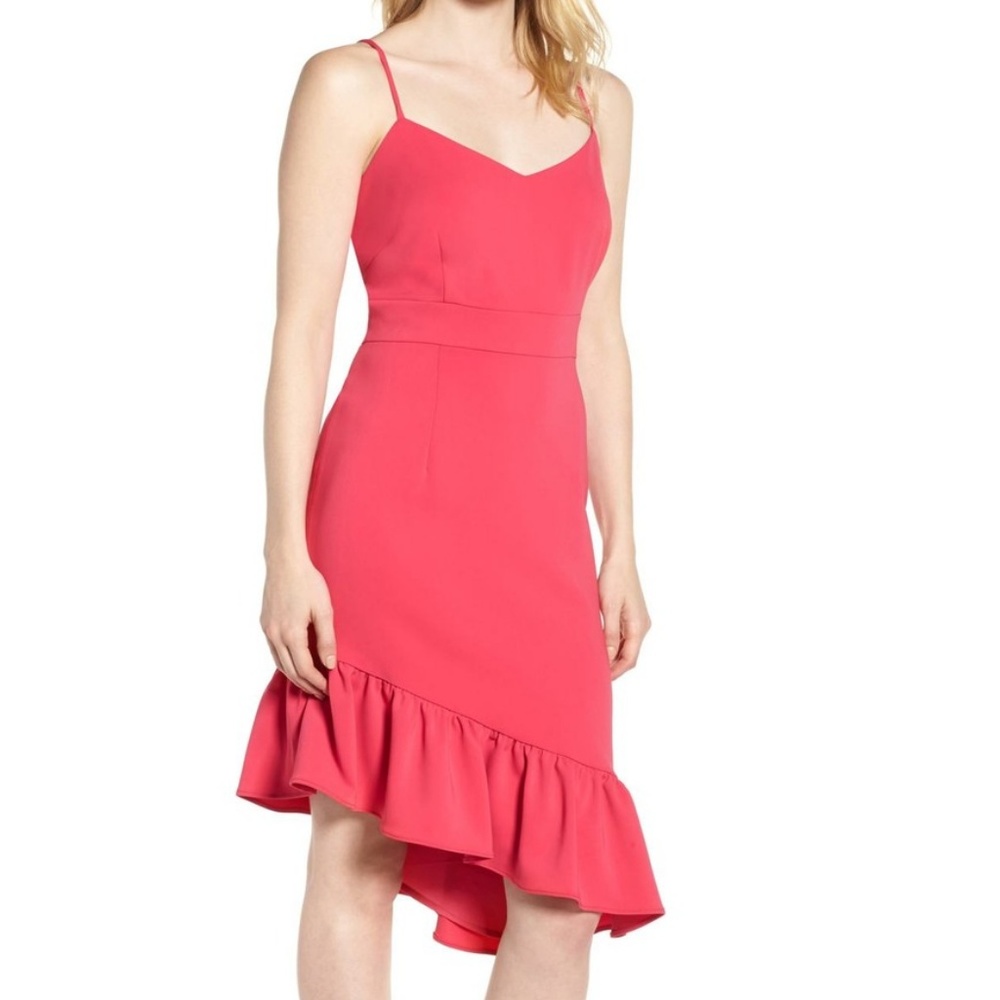NORDSTROM Pink Asymmetric Ruffle Dress